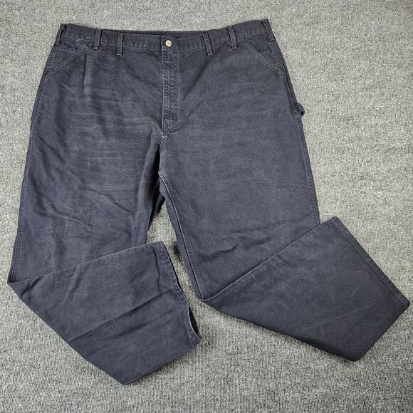 Carhartt B11 MDT Duck Dungaree Carpenter Pants Mens 48 x 32 Blue Canvas Workwear - Picture 1 of 7